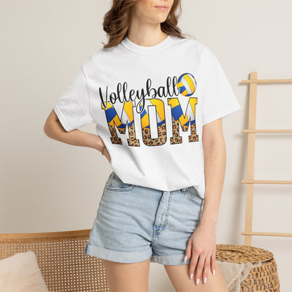 Volleyball Mom T-Shirt Leopard Print & Ball Graphic