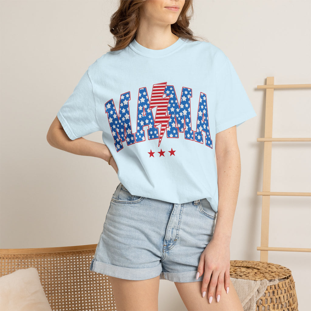 USA 'MAMA' Lightning Bolt T-Shirt — Patriotic Mother's Day Tee