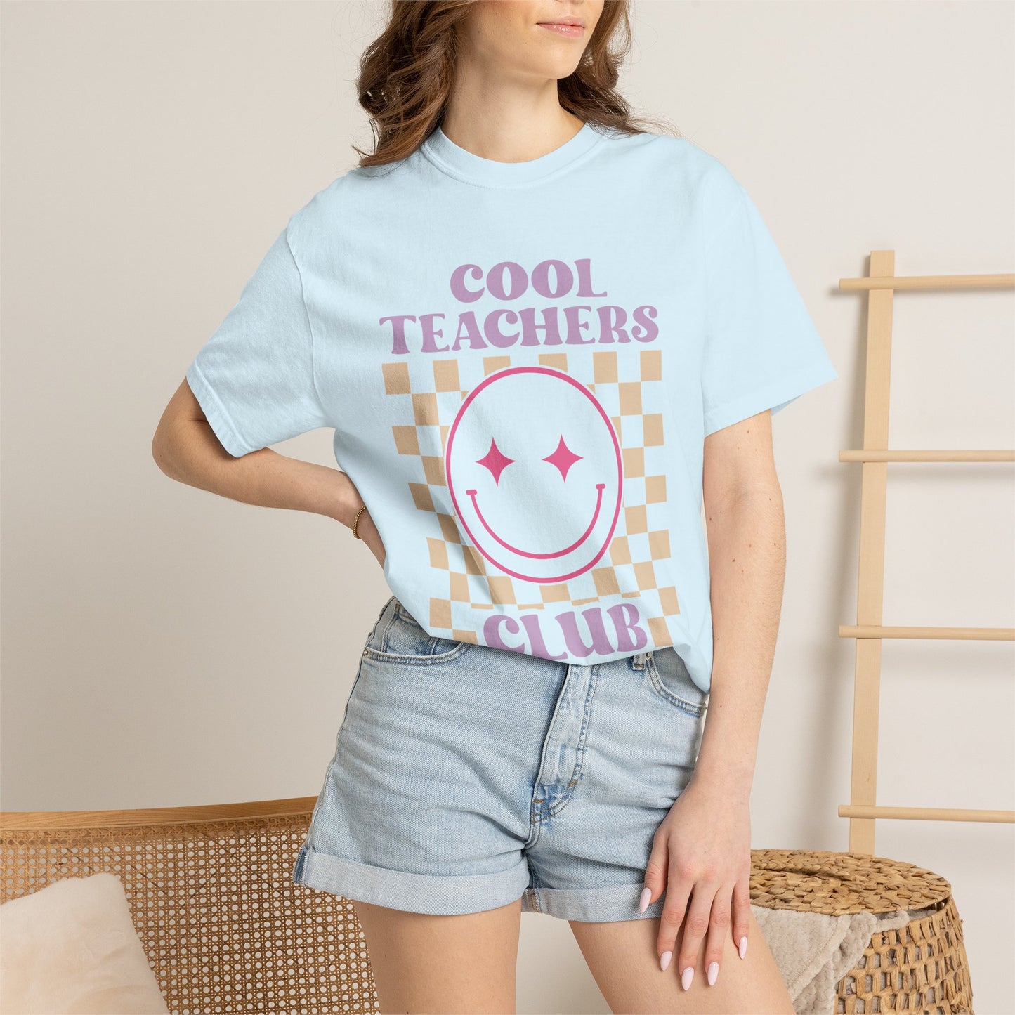 Cool Teachers Club T-Shirt — Retro Checkerboard Smiley Teacher Tee