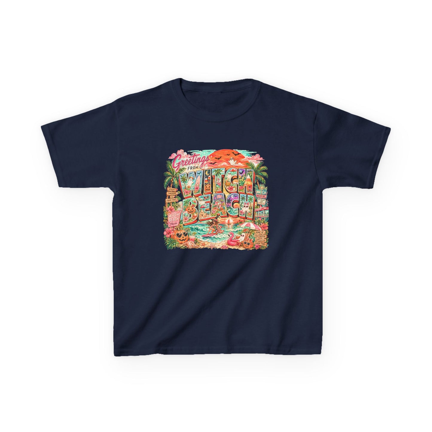 Kids T-Shirt — Retro Tropical 'Greetings From' Hawaii Postcard Design