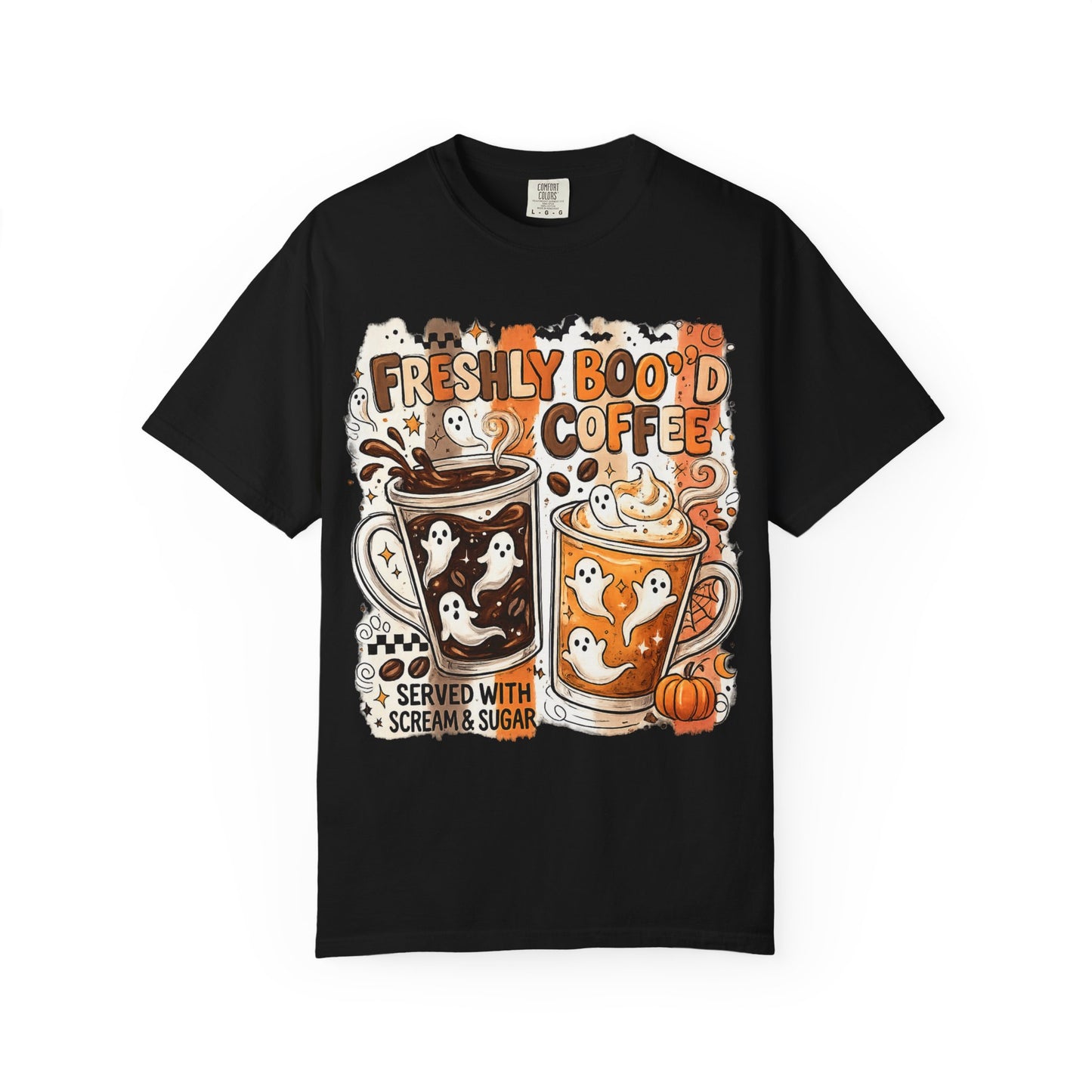 Freshly Boo'd Coffee Halloween T-Shirt — Cute Ghost Latte Graphic Tee