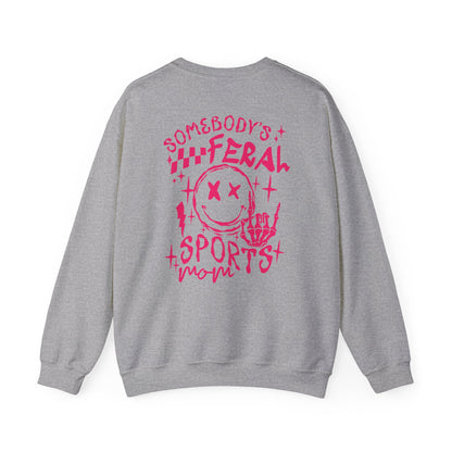 Feral Sports Mom Pink Font Crewneck Sweatshirt