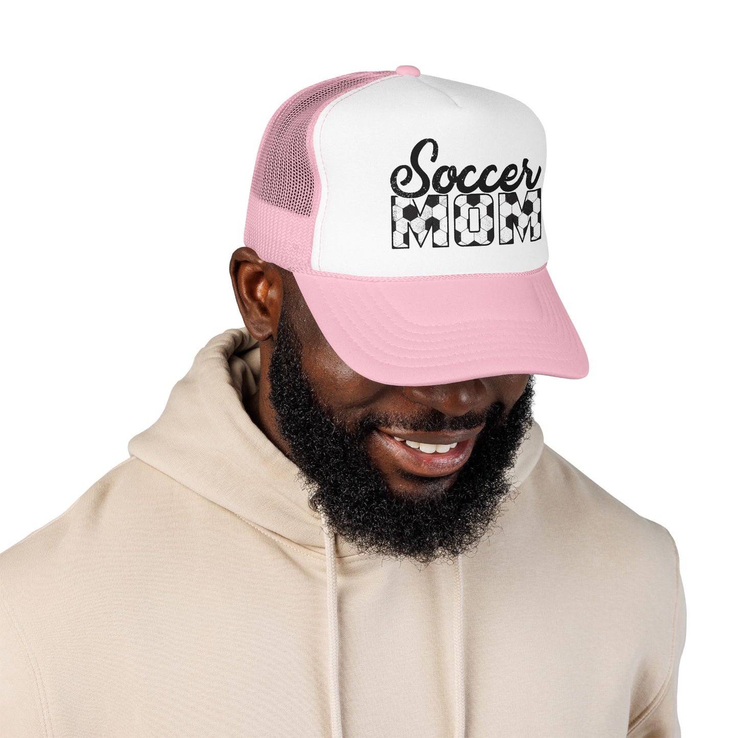 Soccer Mom Trucker Hat – Vintage Soccer Ball Lettering Foam Cap