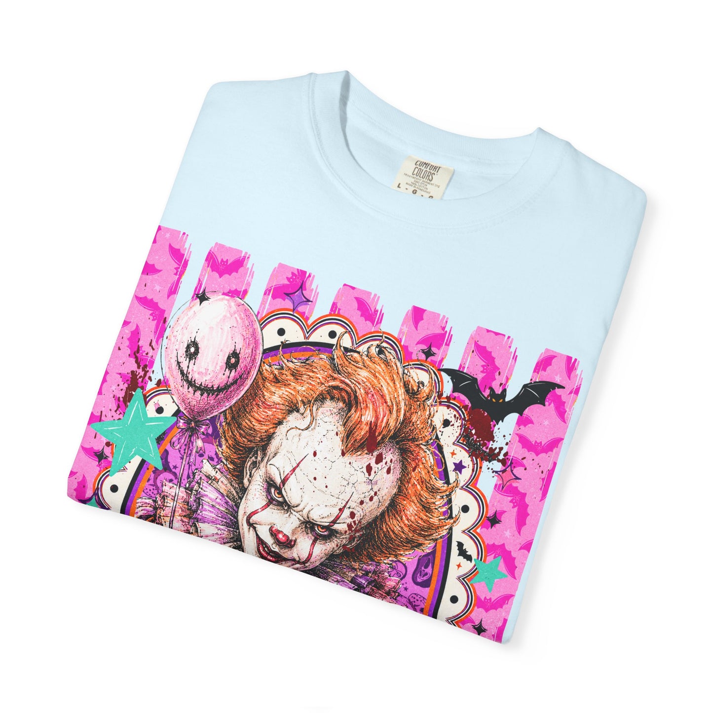 Creepy Clown Portrait T-Shirt — Pink Horror Graphic Tee