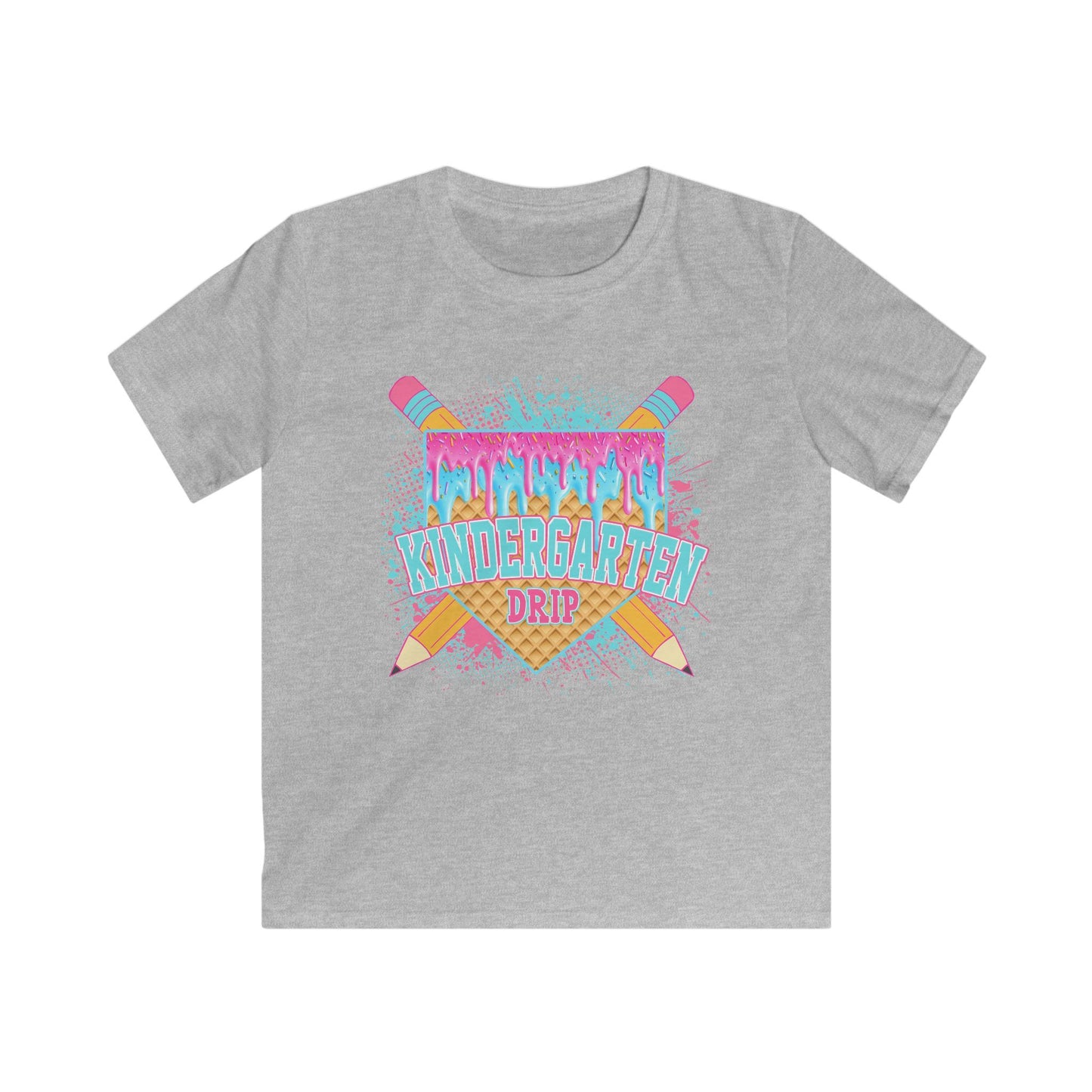 Kindergarten Crew Kids Tee — Colorful Pencil Drip Back-to-School Shirt