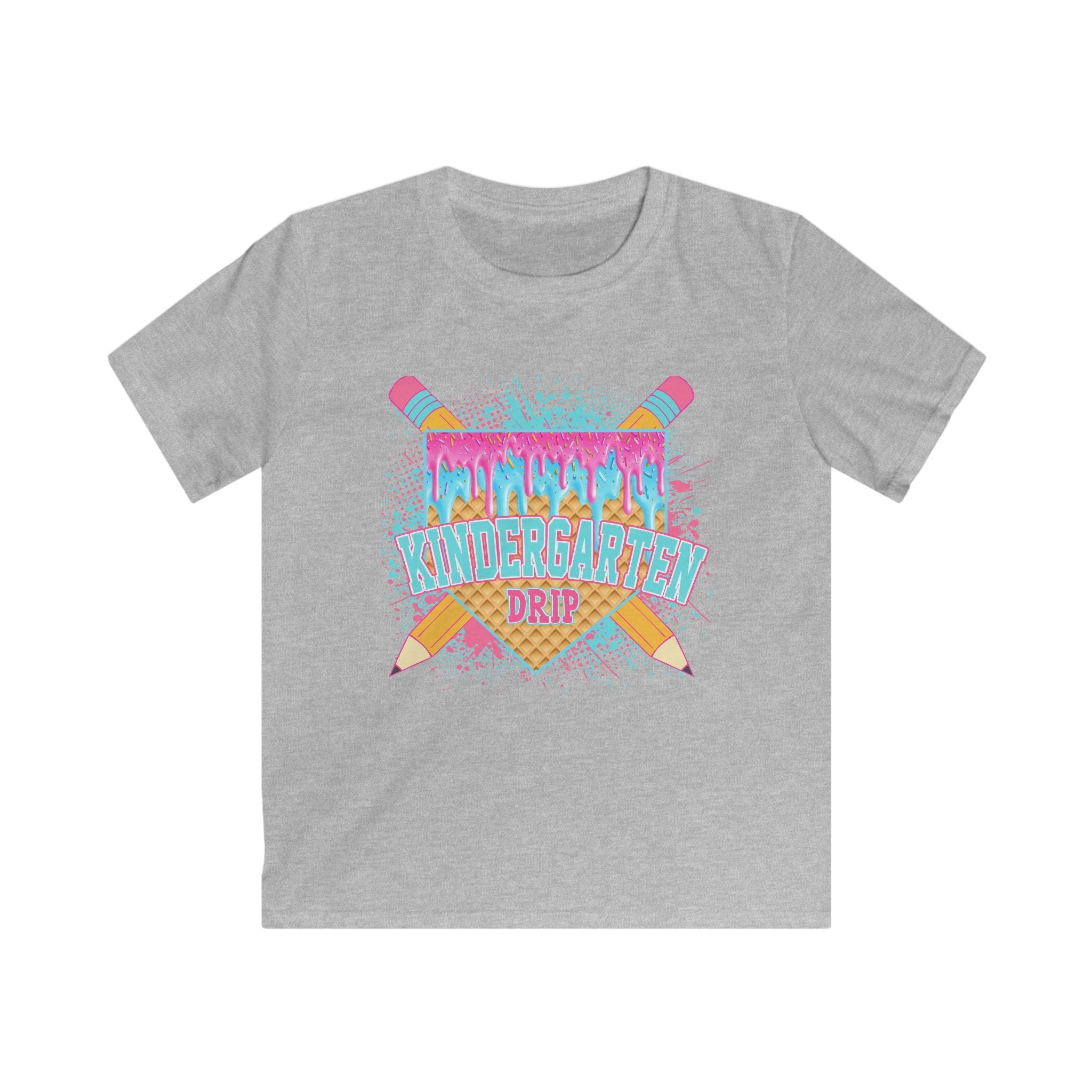 Kindergarten Crew Kids Tee — Colorful Pencil Drip Back-to-School Shirt