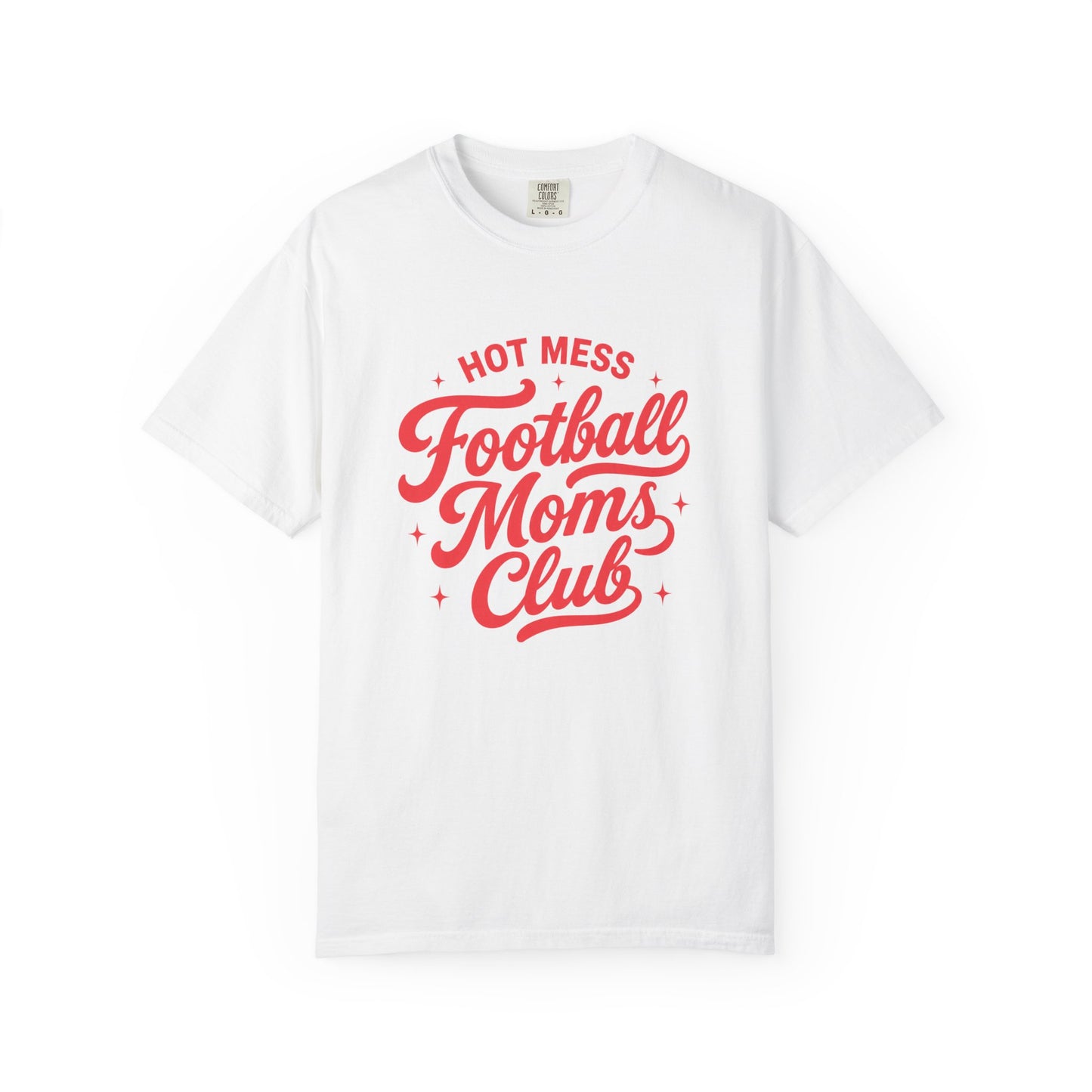 Football Moms Club T-Shirt — "Hot Mess" Script Tee for Game Day & Mom Life