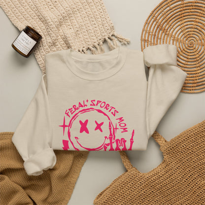 Feral Sports Mom Pink Font Crewneck Sweatshirt