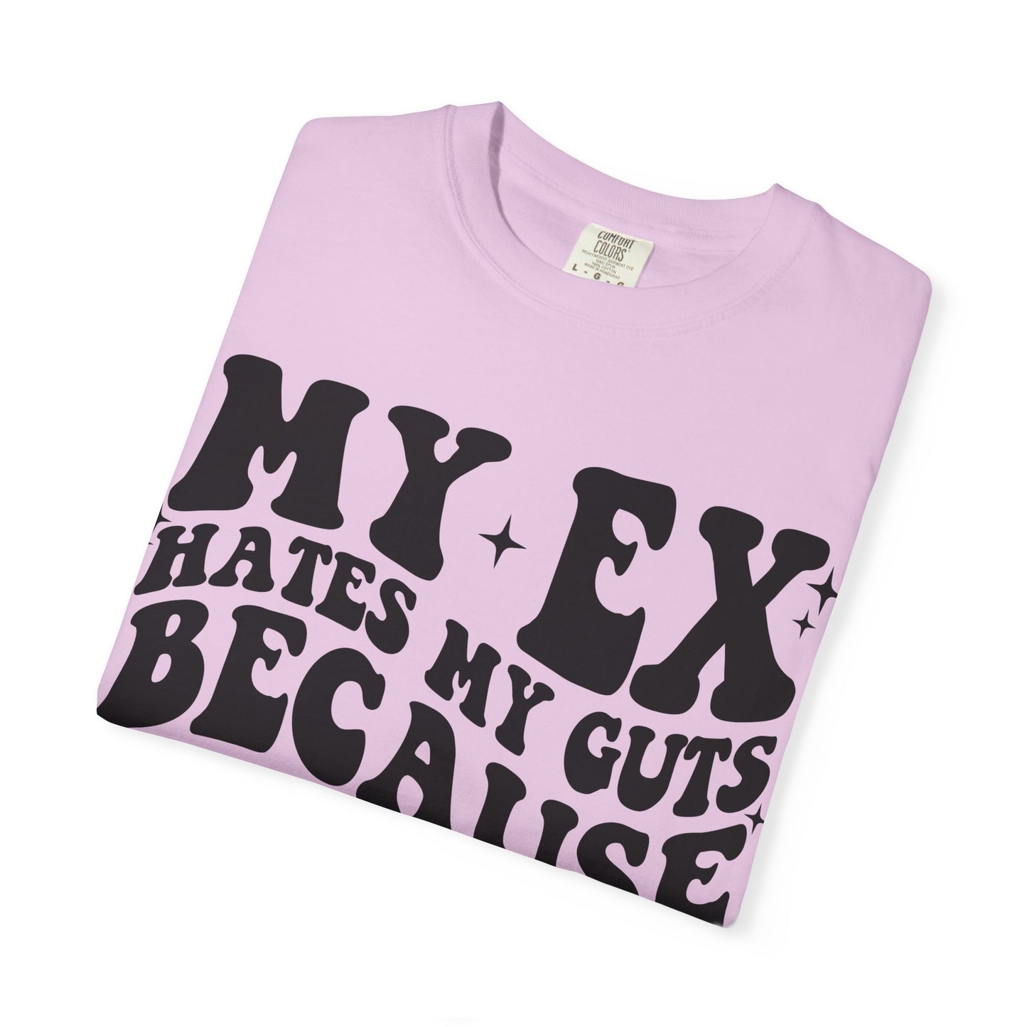 Graphic T-Shirt — “My Ex Hates My Guts Because He Couldn’t Reach Them” Vintage-Style Humor Tee
