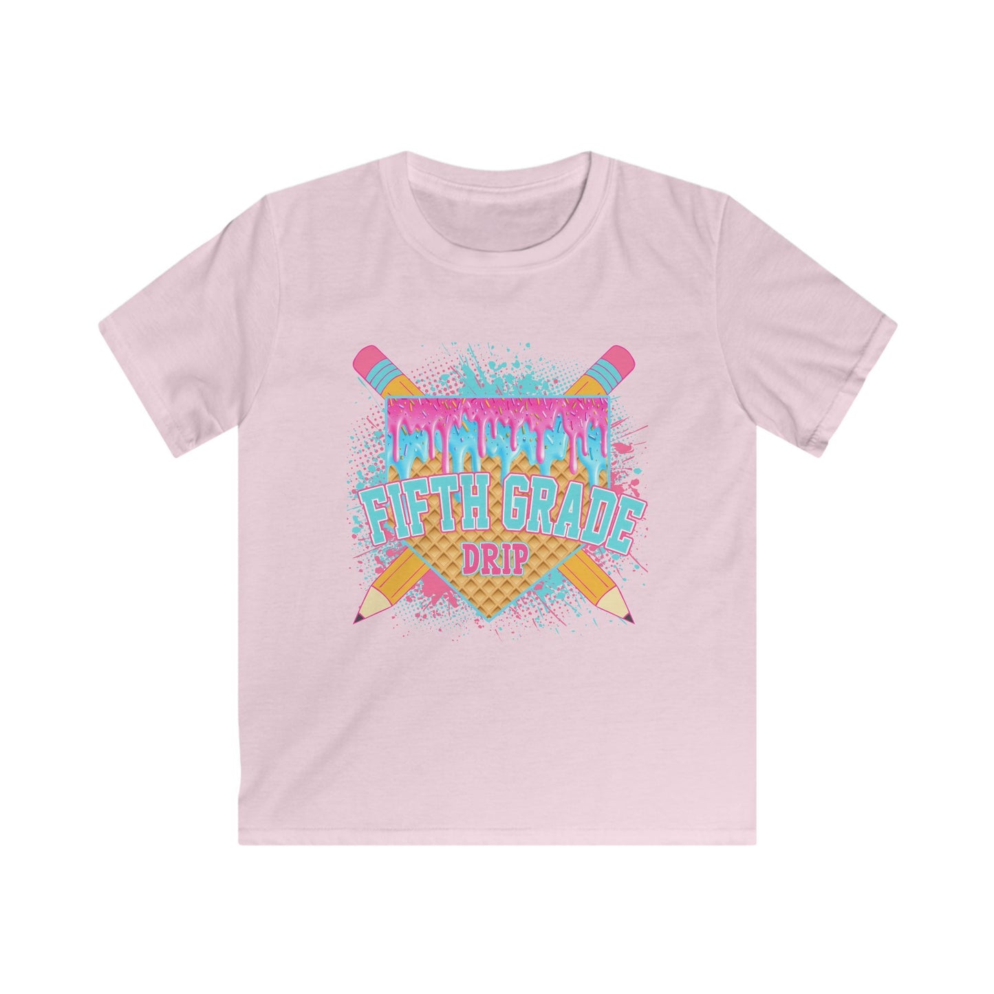 5th Grade Drip Kids T-Shirt — Colorful Pencil Back-to-School Shirt