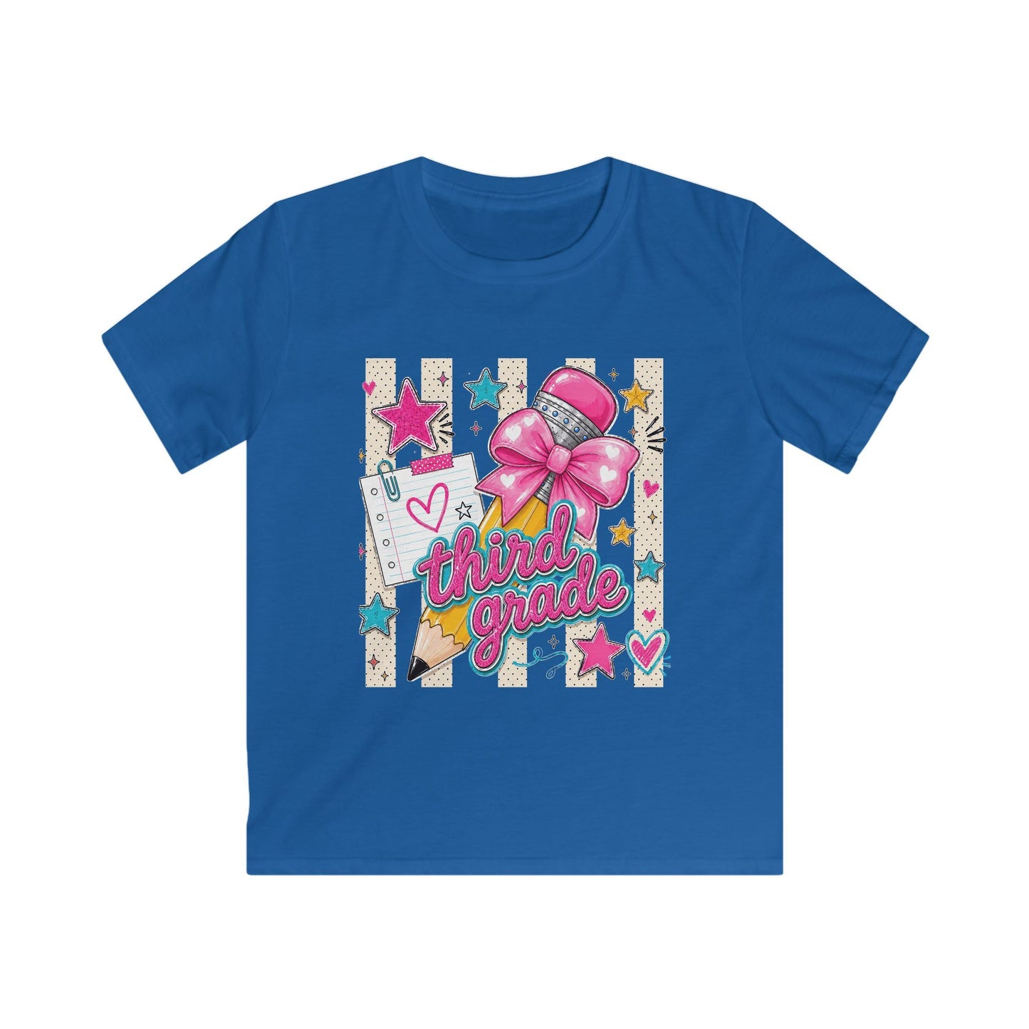 Third Grade Kids Tee — Cute Pink Bow Back-to-School Shirt