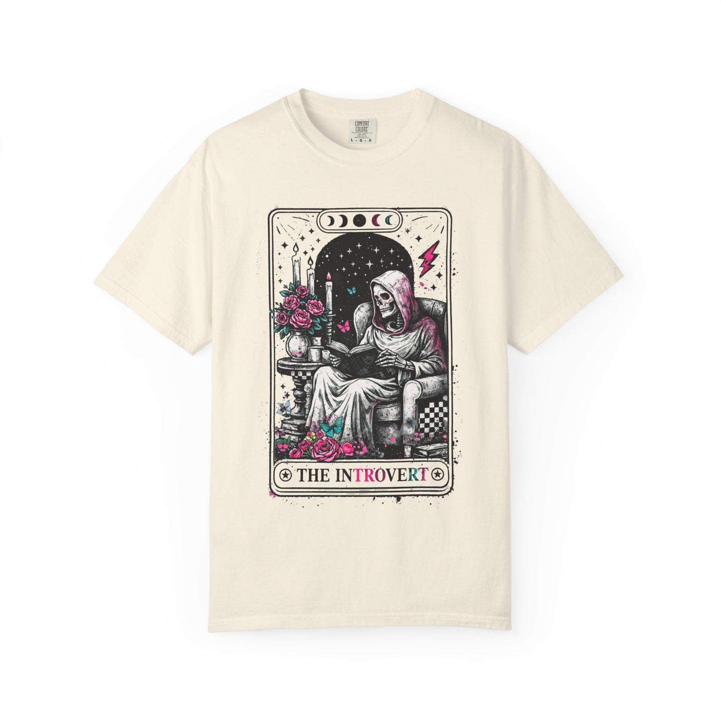 Introvert Tarot T-Shirt — Gothic Skeleton Card Graphic Tee