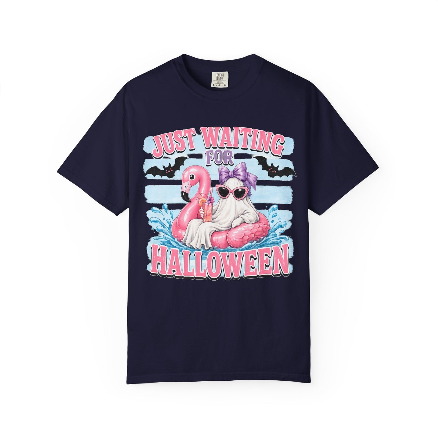 Halloween Flamingo T-Shirt — "Just Waiting for Halloween" Cute Spooky Summer Vibe