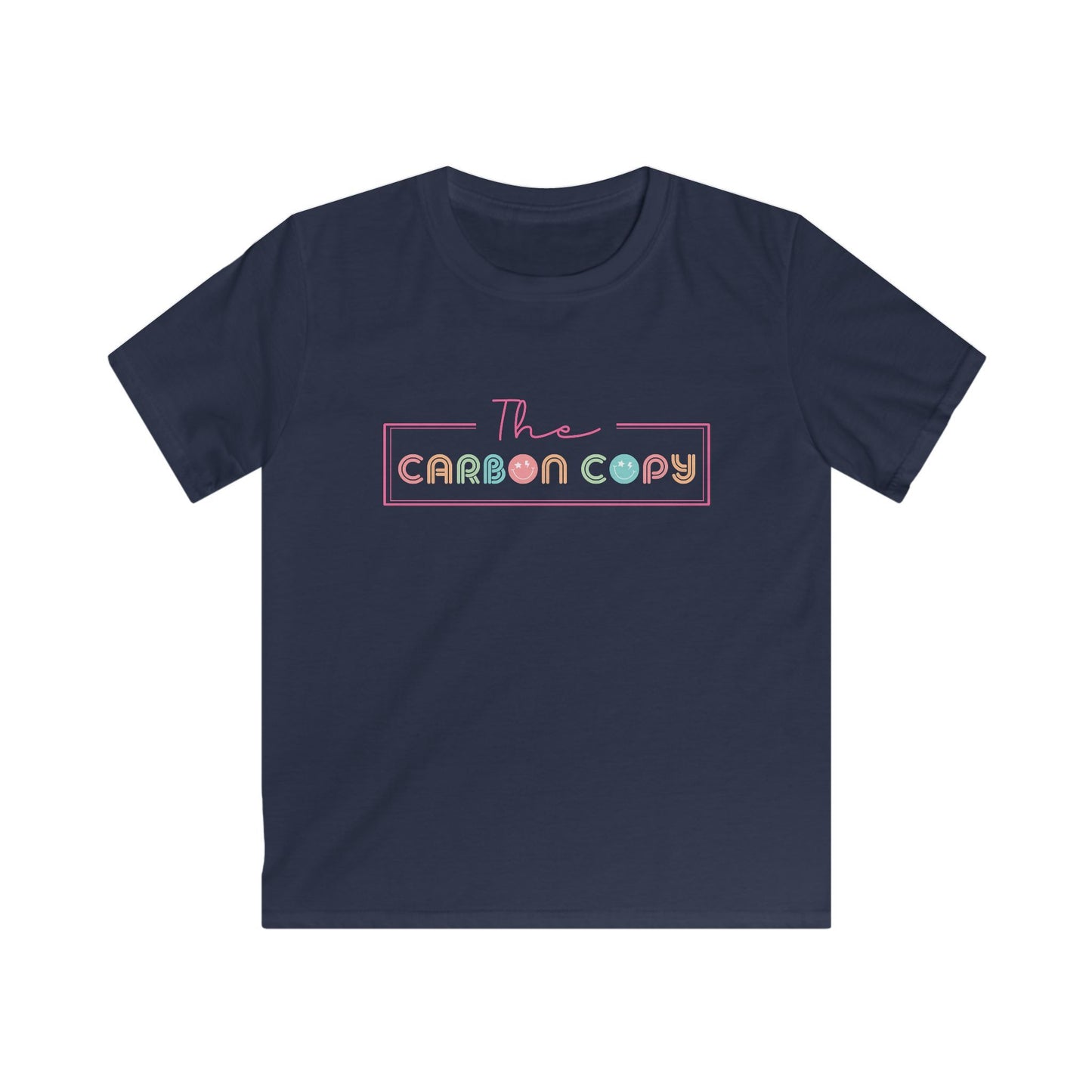 Kids Tee — "The Carbon Copy" Pastel Retro Logo