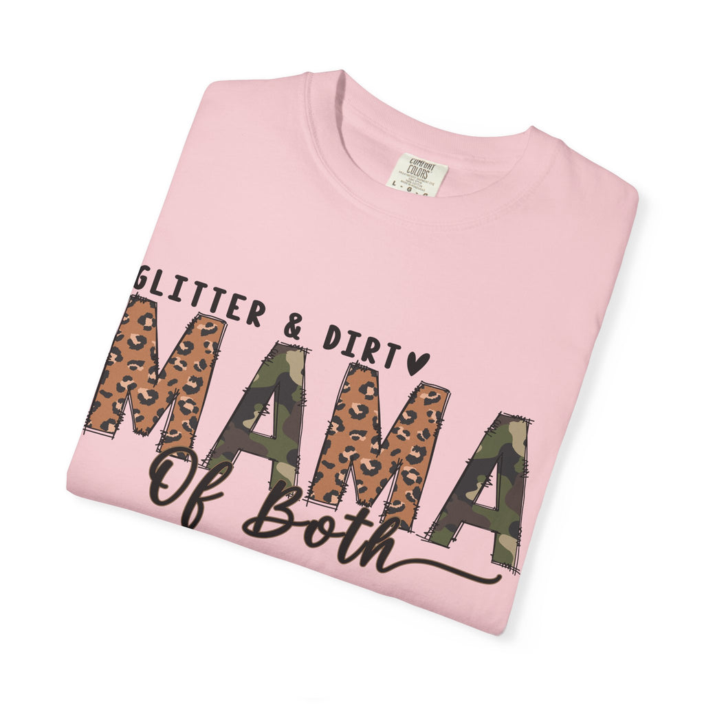 Mama of Both Leopard Graphic T-Shirt — "Glitter & Dirty" Mom Tee