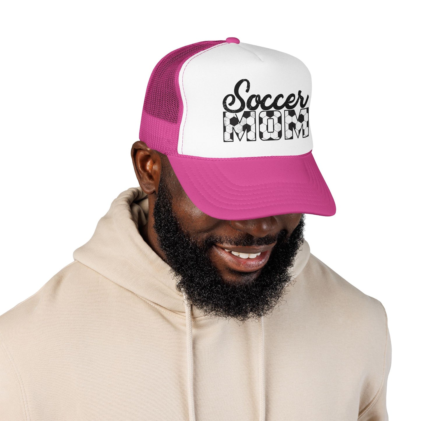 Soccer Mom Trucker Hat – Vintage Soccer Ball Lettering Foam Cap