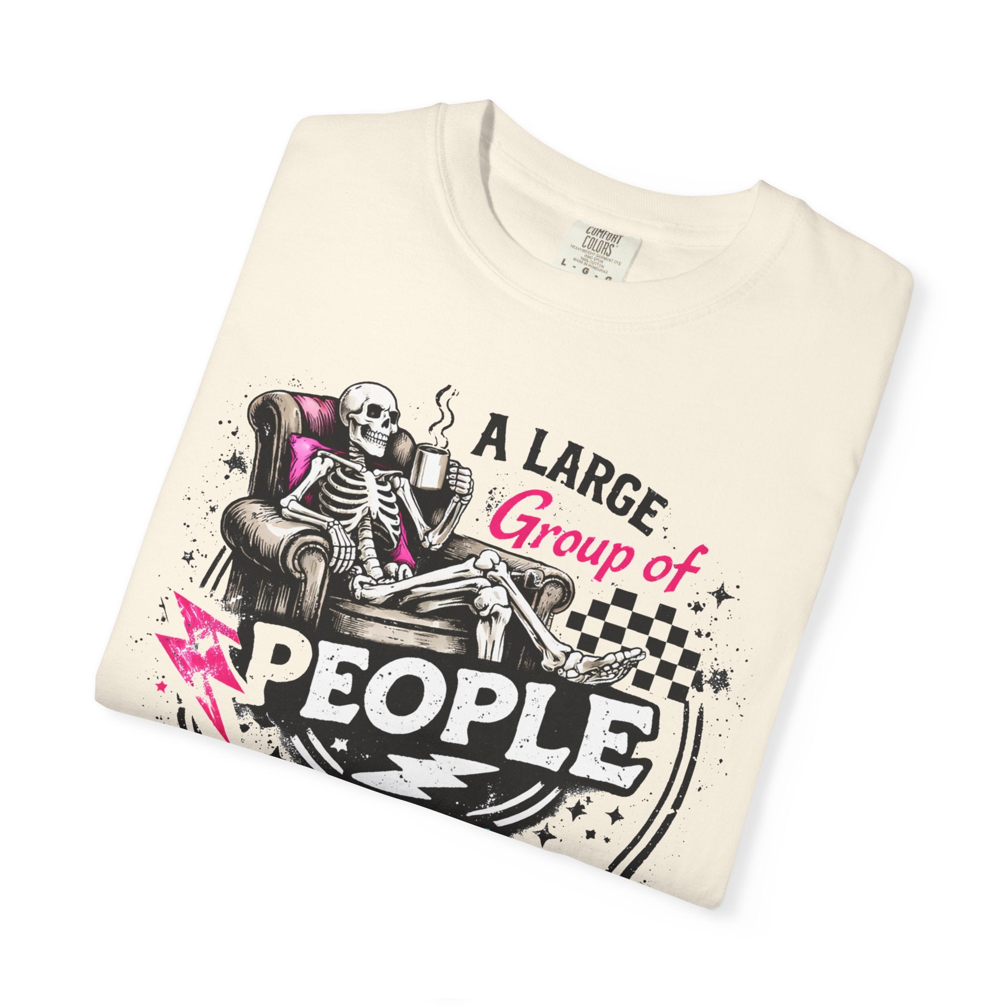 T-Shirt — “A Large Group of People Is Called No Thanks” Skeleton Anti-Social Graphic Tee