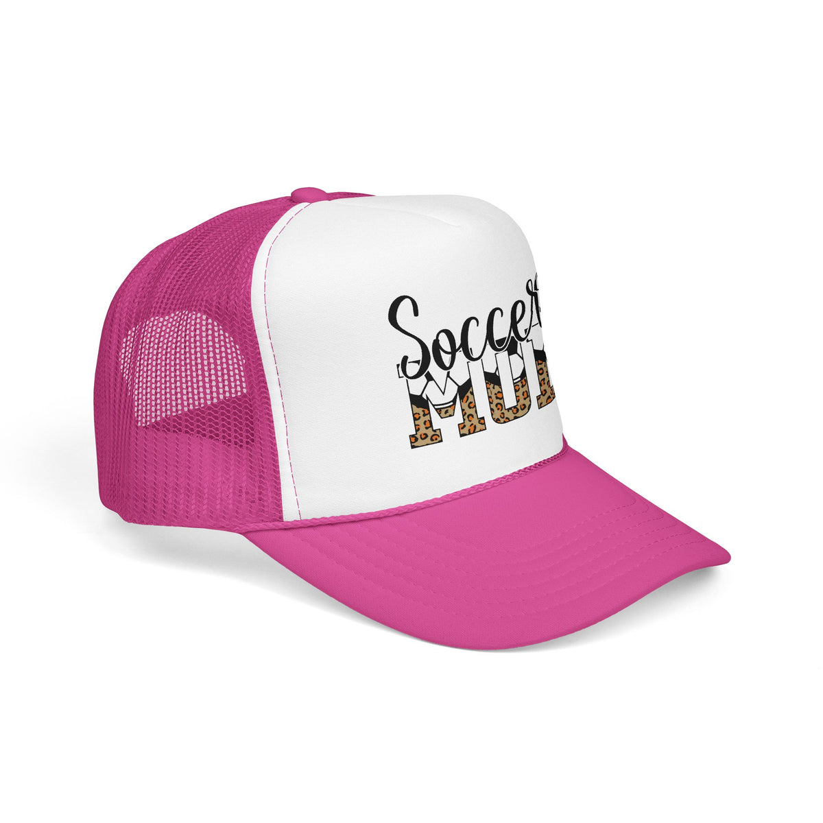 Soccer Mom Trucker Hat — Leopard Print Soccer Ball Foam Cap