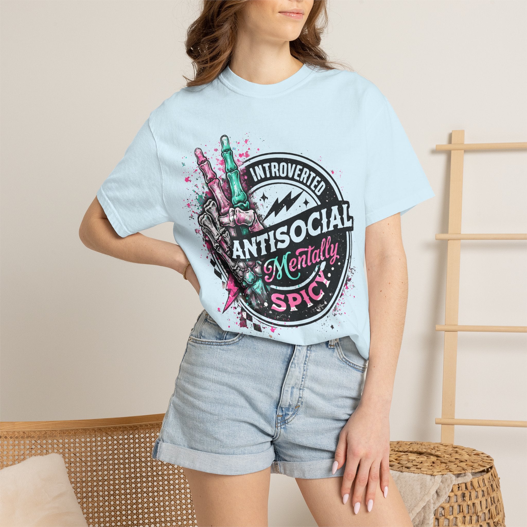 Antisocial & Mentally Spicy T‑Shirt — Introverted, Edgy Graphic Tee