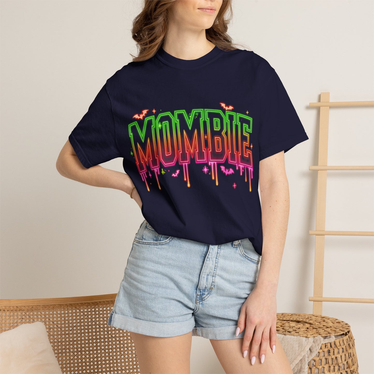 Mombie Halloween T-Shirt — Neon Drip Mom Zombie Graphic Tee