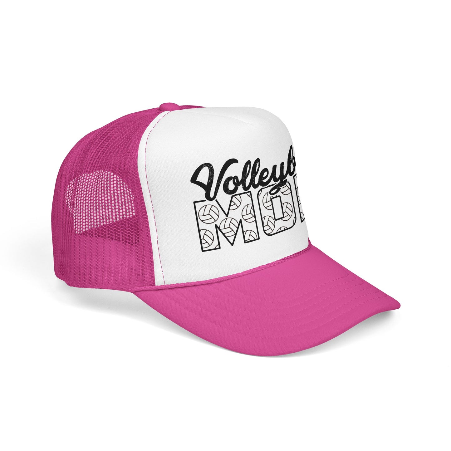 Volleyball Mom Trucker Hat – Foam Mesh Cap with Volleyball Pattern