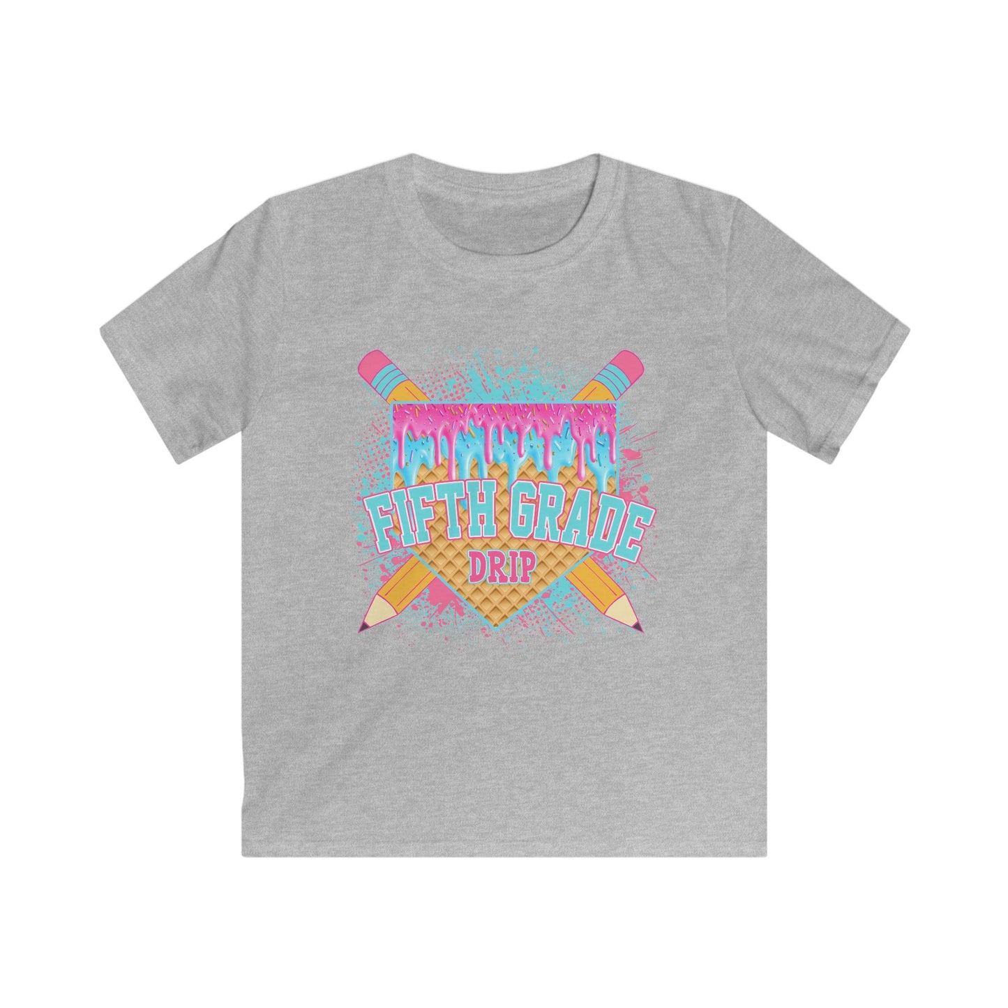 5th Grade Drip Kids T-Shirt — Colorful Pencil Back-to-School Shirt