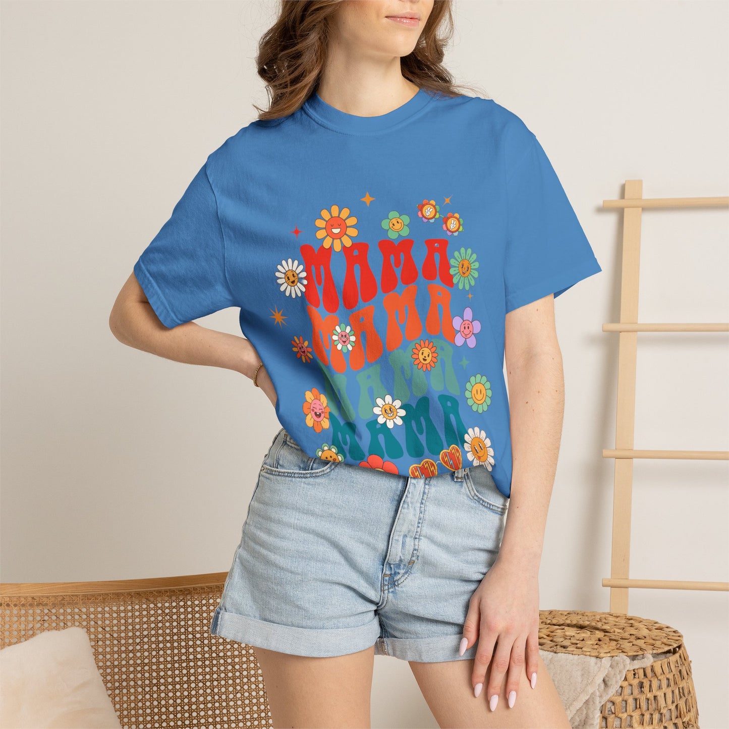 Mama Vibes Floral Retro T-Shirt — Vintage 70s Style Mother’s Day Tee