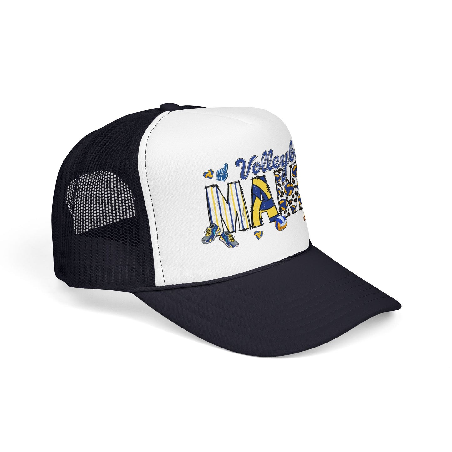 Volleyball Mama Trucker Hat — Blue Foam Mesh Cap for Proud Volleyball Moms