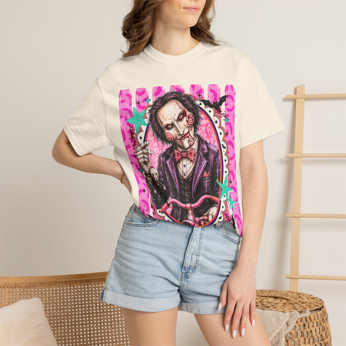 Horror Puppet Portrait T-Shirt — Creepy Ventriloquist Doll Art Tee