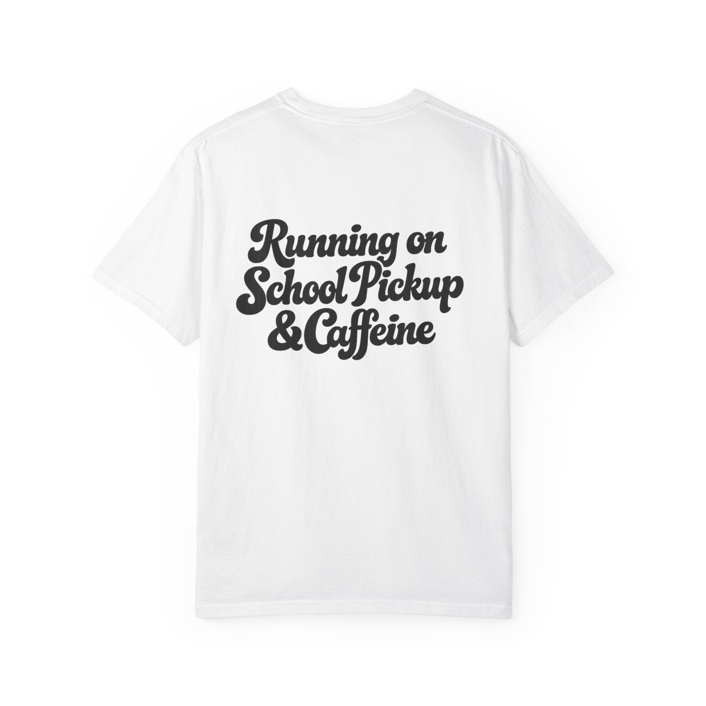 Mama Lightning T‑Shirt — “Running on School Pickup & Caffeine” Graphic Tee