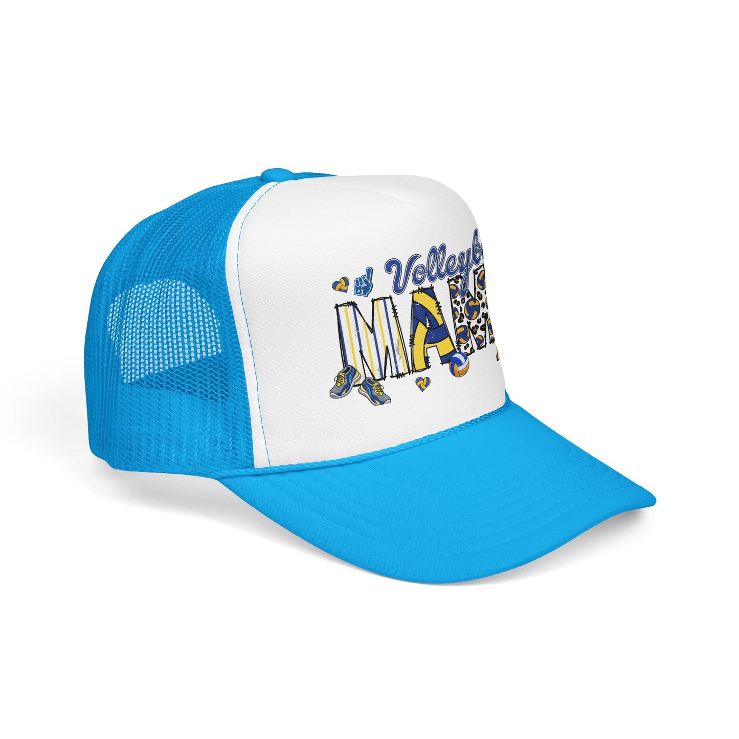 Volleyball Mama Trucker Hat — Blue Foam Mesh Cap for Proud Volleyball Moms