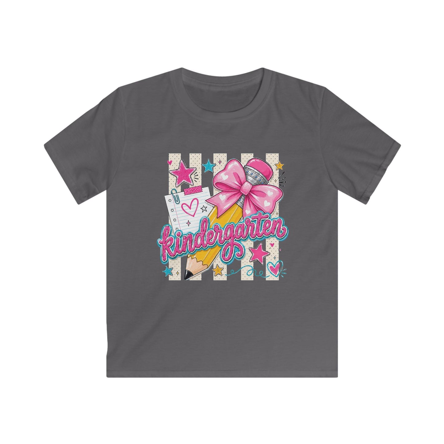 Kindergarten Kids T-Shirt — Cute Pink Bow Back-to-School Tee