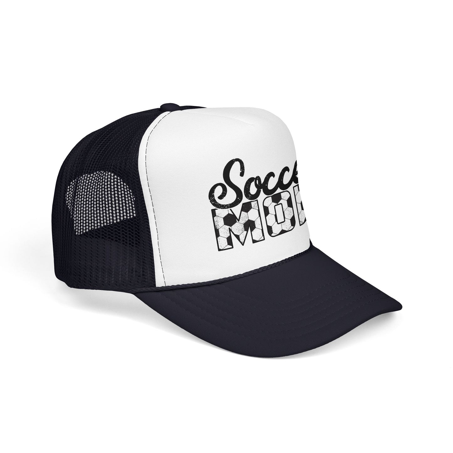 Soccer Mom Trucker Hat – Vintage Soccer Ball Lettering Foam Cap