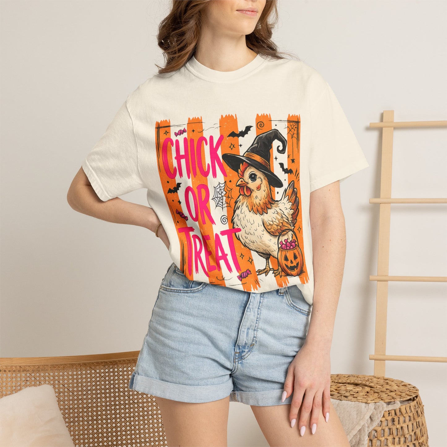 Halloween Chick T-Shirt – "Chick or Treat" Witch Chicken Pumpkin Tee