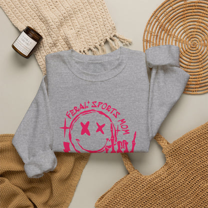 Feral Sports Mom Pink Font Crewneck Sweatshirt