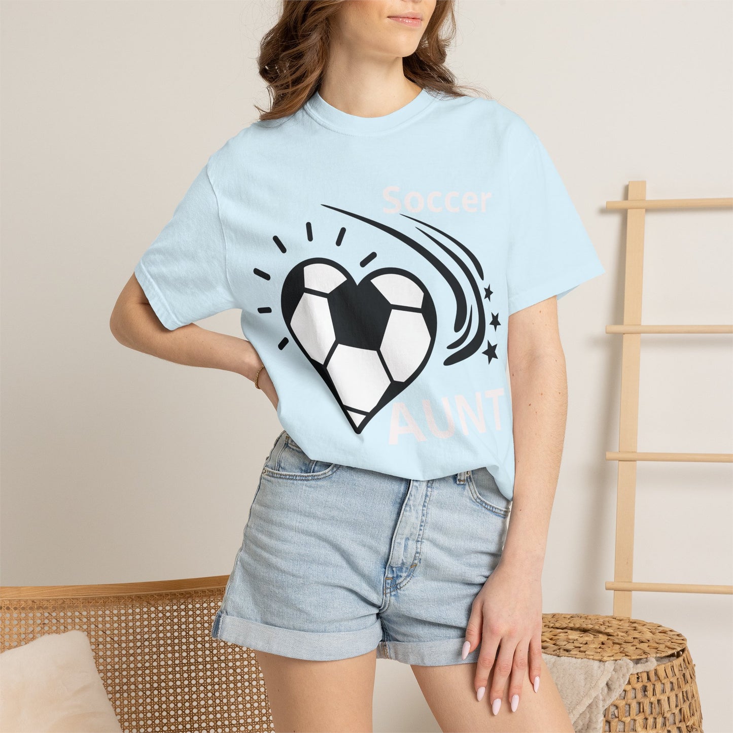 Soccer Aunt T-Shirt — Heart Soccer Graphic Tee for Proud Aunts