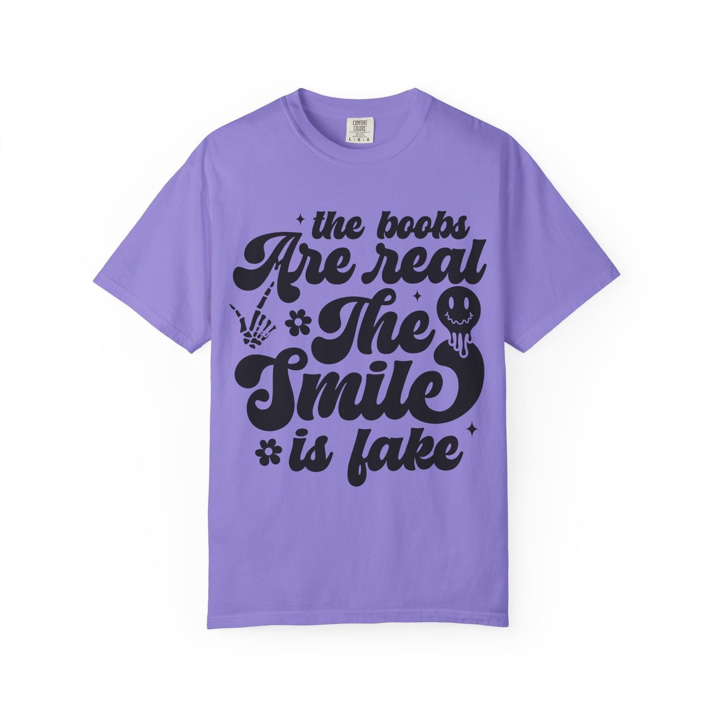 T-Shirt – "The Books Are Real, The Smile Is Fake" Vintage Script Literary Tee
