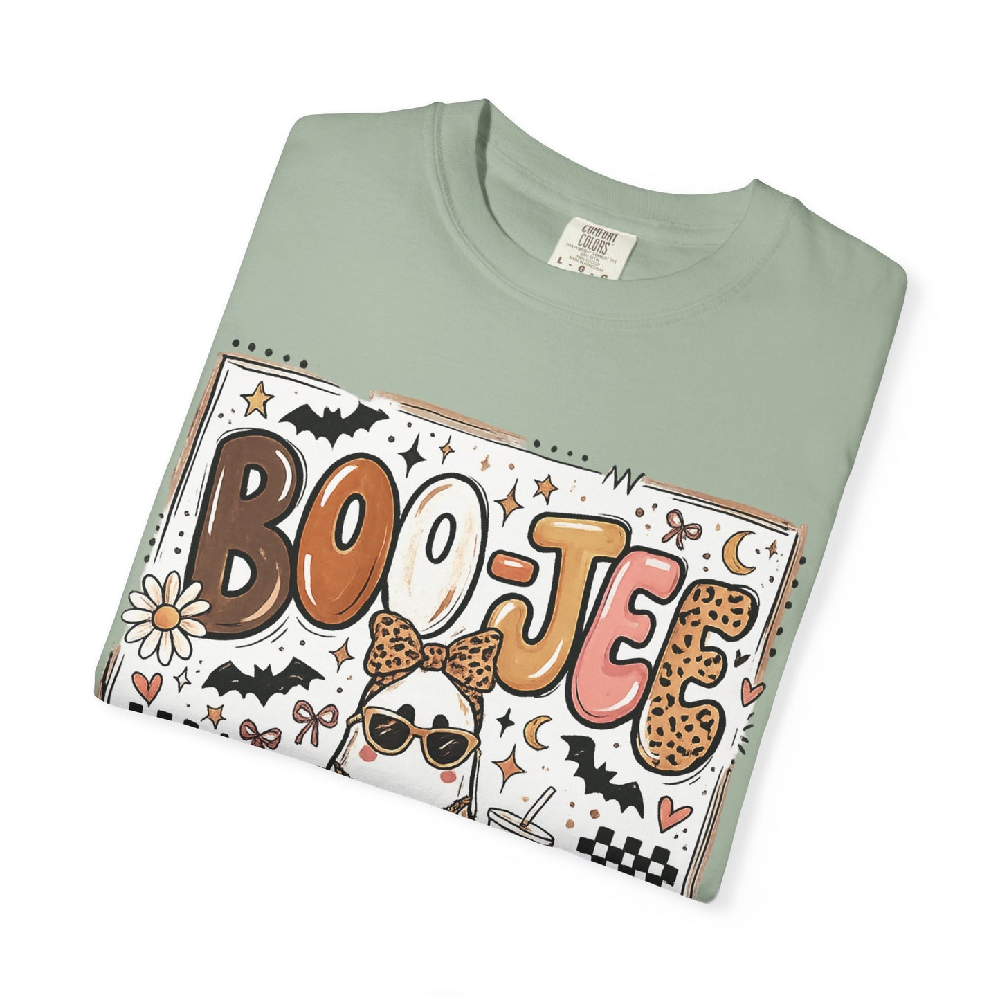 Halloween Boo-je T-Shirt — Cute Ghost with Pumpkin, Sunflower & Candy Trick-or-Treat Tee