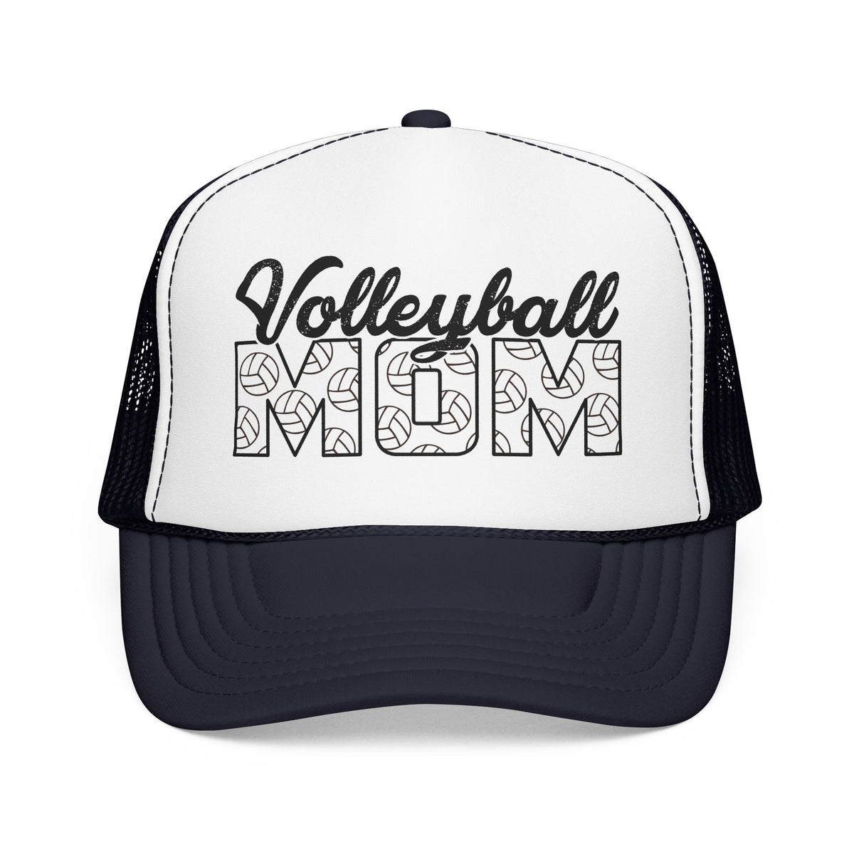 Volleyball Mom Trucker Hat – Foam Mesh Cap with Volleyball Pattern