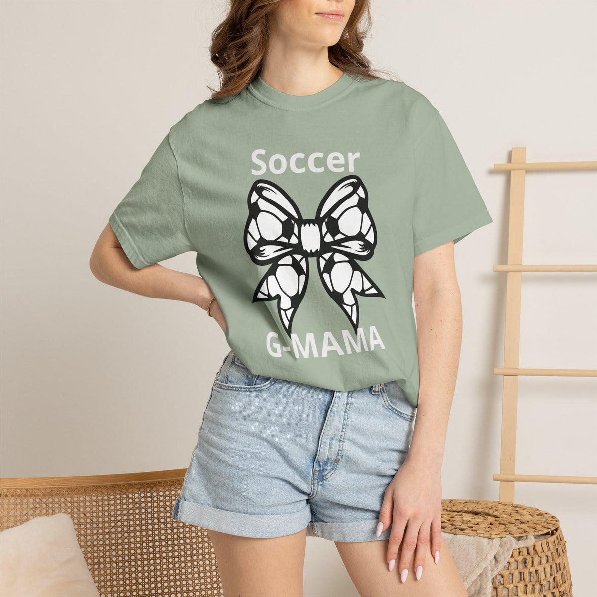Butterfly Bow Graphic T-Shirt — 'Soccer Mama' Subtle Text