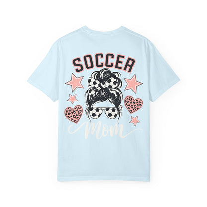 Soccer Mom Pink Leopard Messy Bun Graphic T-Shirt