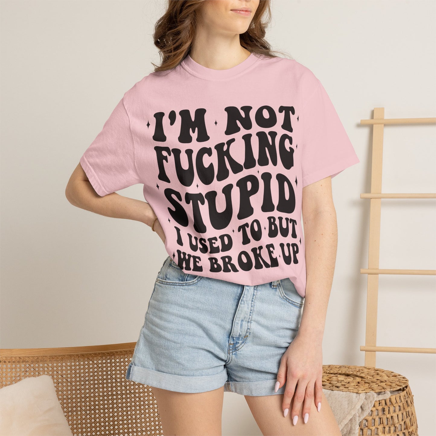 Provocative Graphic T-Shirt — "I'm Not Fucking Stupid, I Used To But We Broke Up"