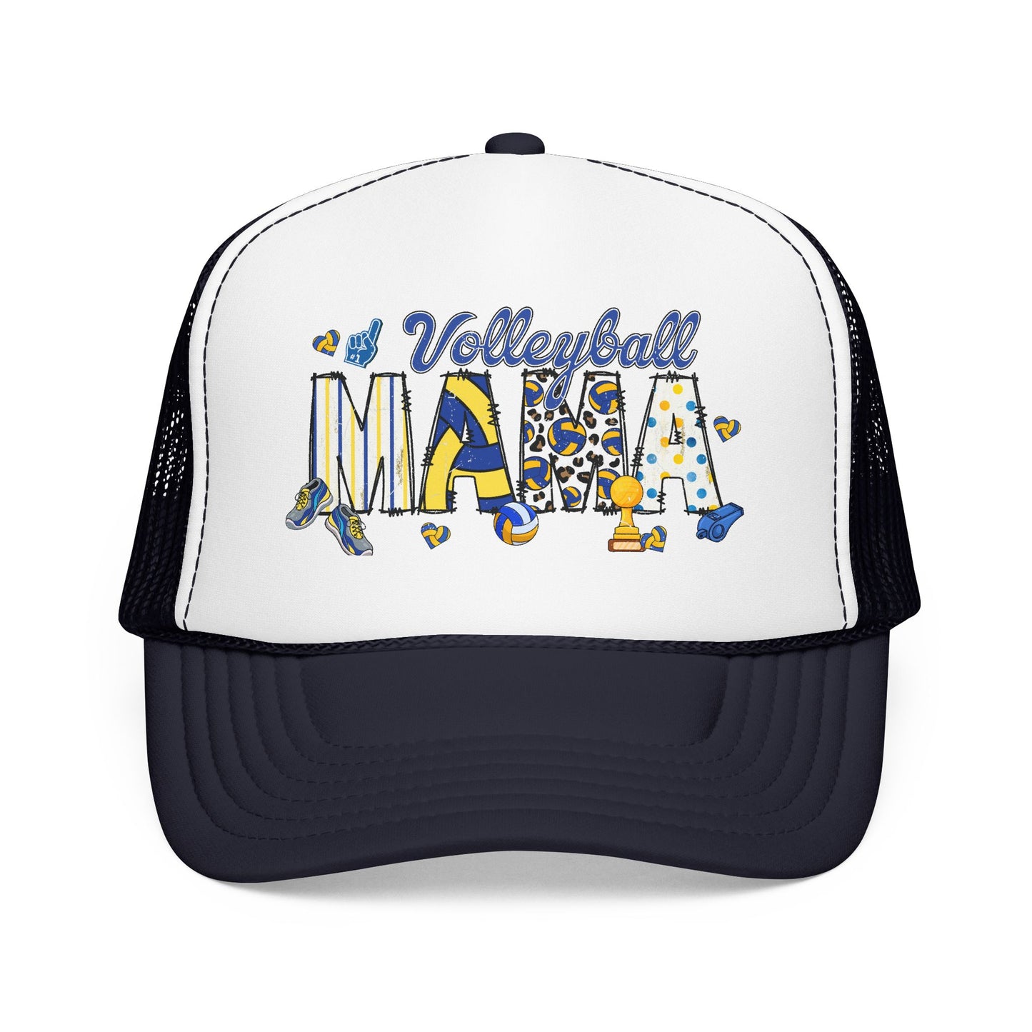 Volleyball Mama Trucker Hat — Blue Foam Mesh Cap for Proud Volleyball Moms