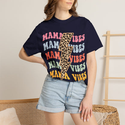 Mama Vibes Lightning Bolt/Leopard Graphic T-Shirt