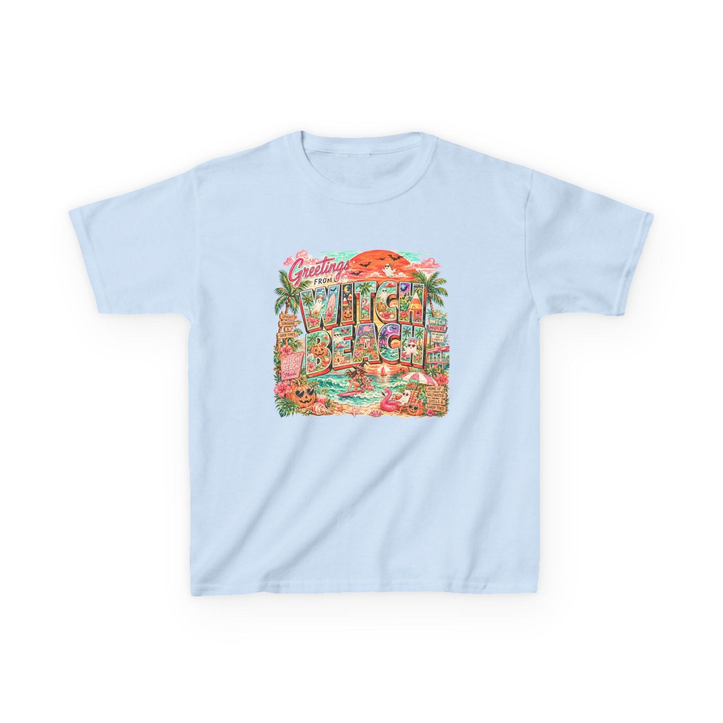 Kids T-Shirt — Retro Tropical 'Greetings From' Hawaii Postcard Design