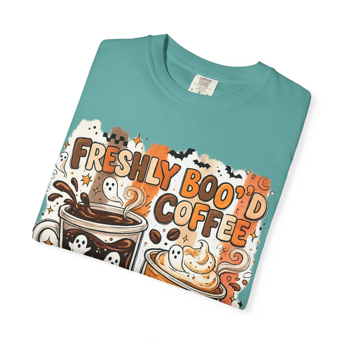 Freshly Boo'd Coffee Halloween T-Shirt — Cute Ghost Latte Graphic Tee