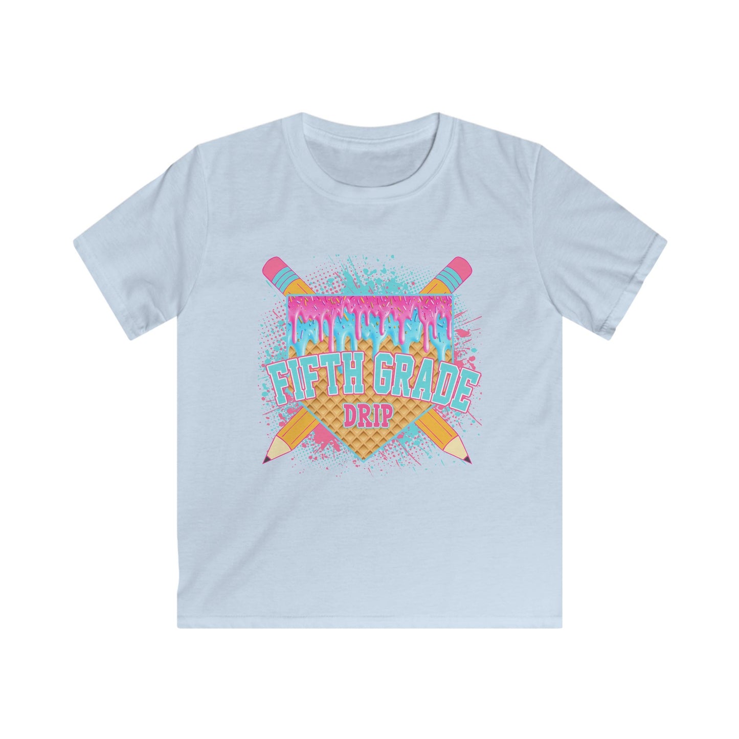5th Grade Drip Kids T-Shirt — Colorful Pencil Back-to-School Shirt
