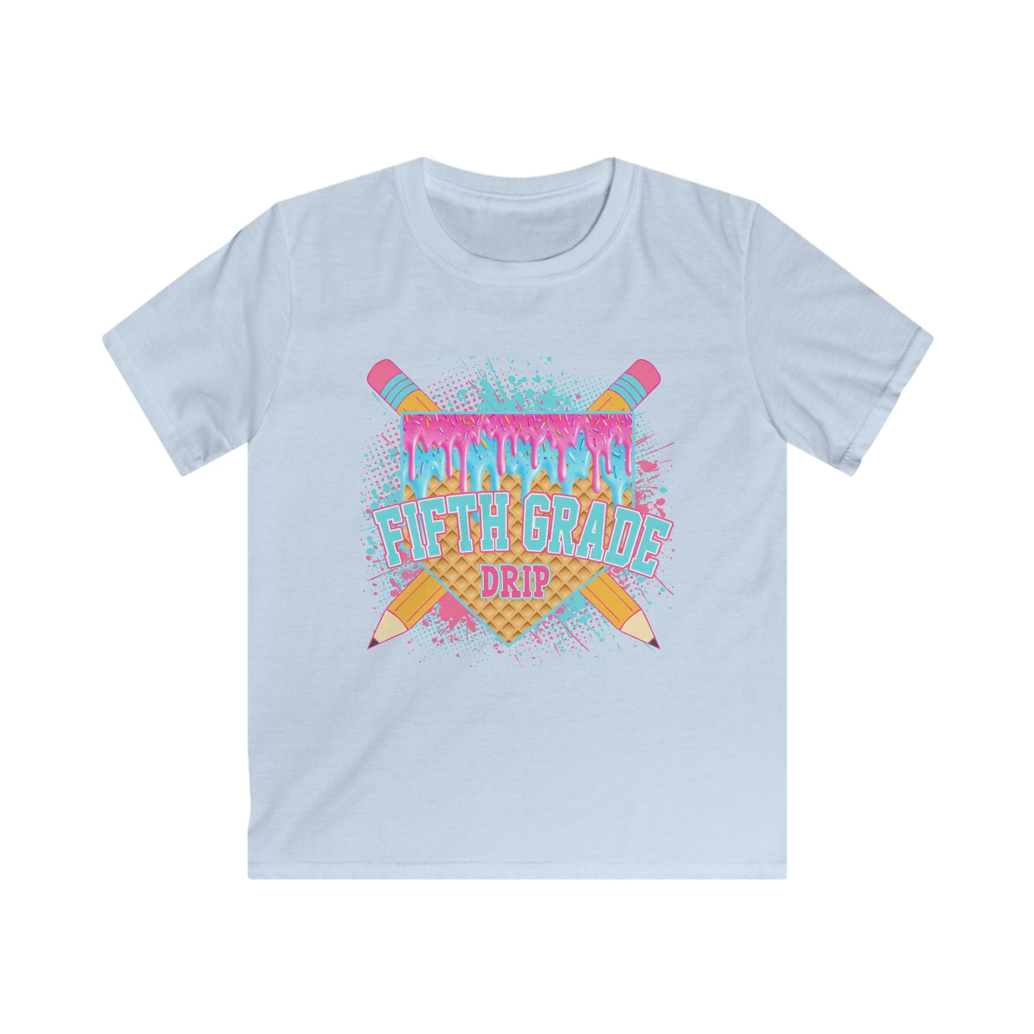 5th Grade Drip Kids T-Shirt — Colorful Pencil Back-to-School Shirt