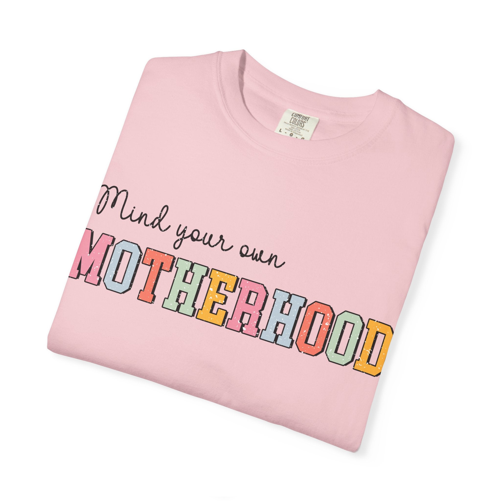 Mind Your Own Motherhood T-Shirt — Retro Colorblock Mom Tee