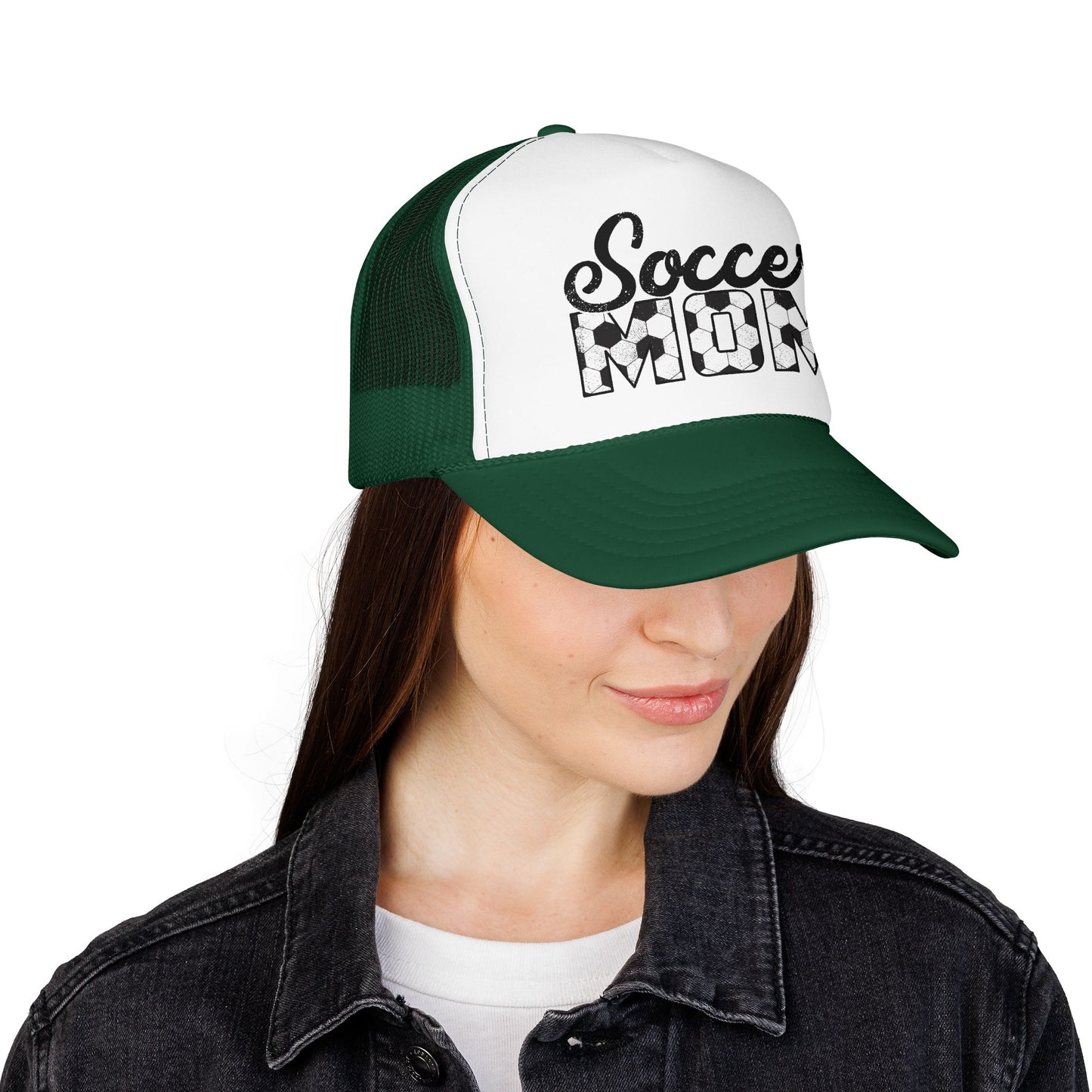 Soccer Mom Trucker Hat – Vintage Soccer Ball Lettering Foam Cap